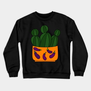 Cute Cactus Design #106: Eggplant Cactus Pot Crewneck Sweatshirt